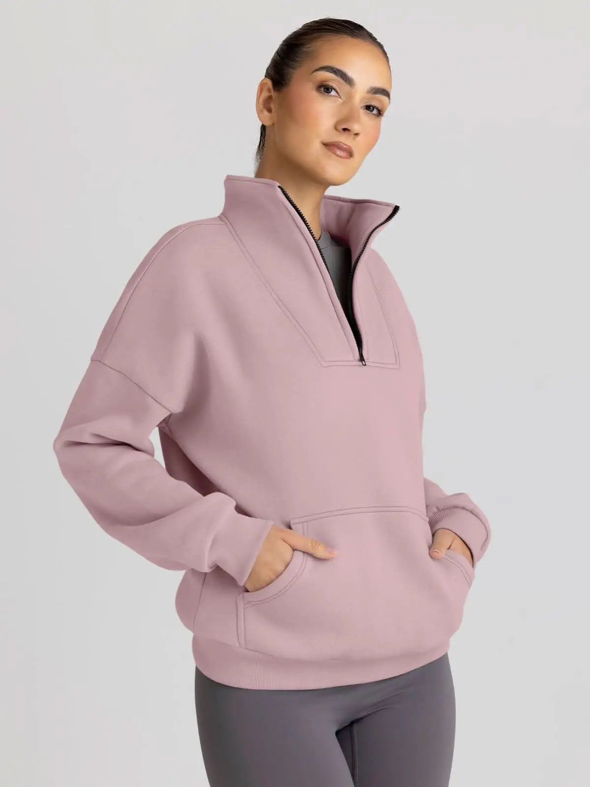 Love Salve Half Zip Sweatshirt Women's Fall/Winter Oversized Pullover - Comfy & Trendy