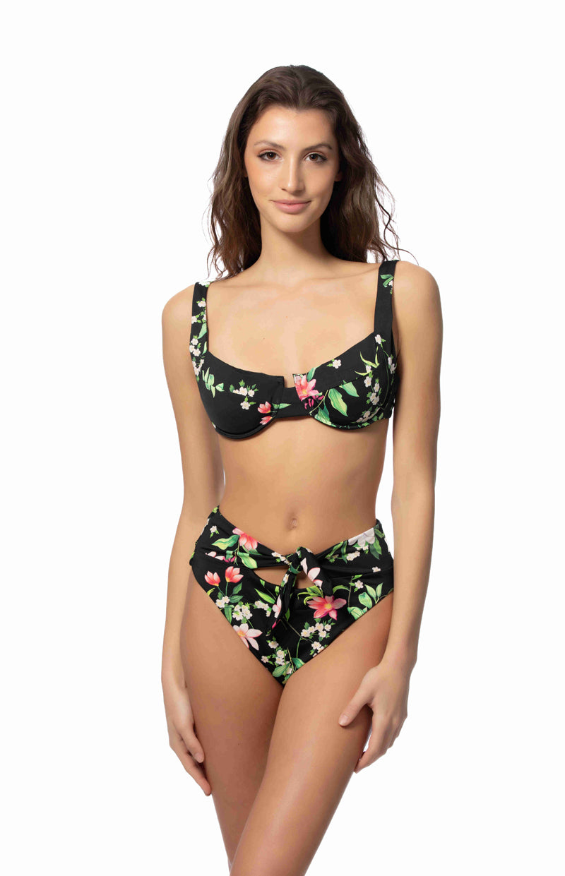 FLORAL UNDERWIRE TIE WAIST BIKINI SET