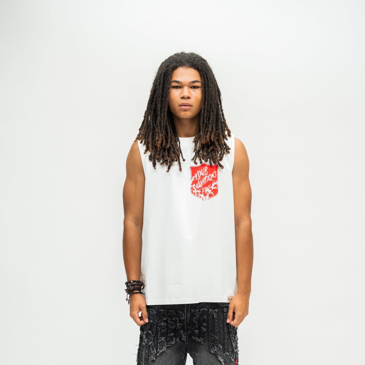Salvation Cut-Off Tee - White