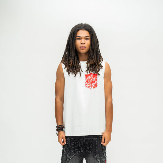 Salvation Cut-Off Tee - White
