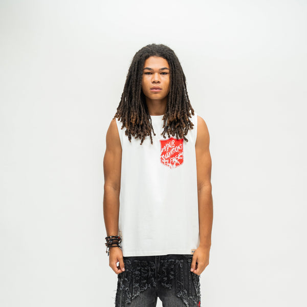 Salvation Cut-Off Tee - White