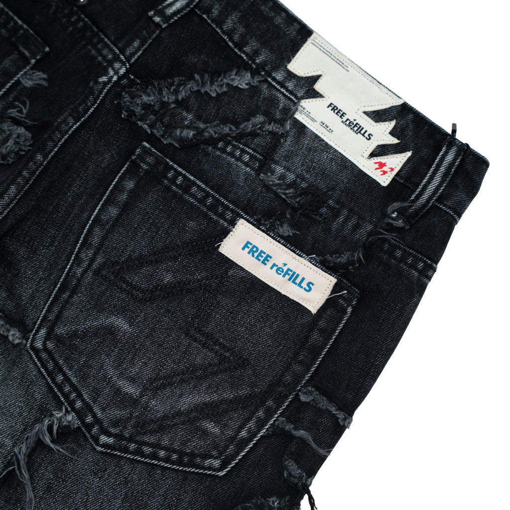 Checks Distressed Denim Pants - Black