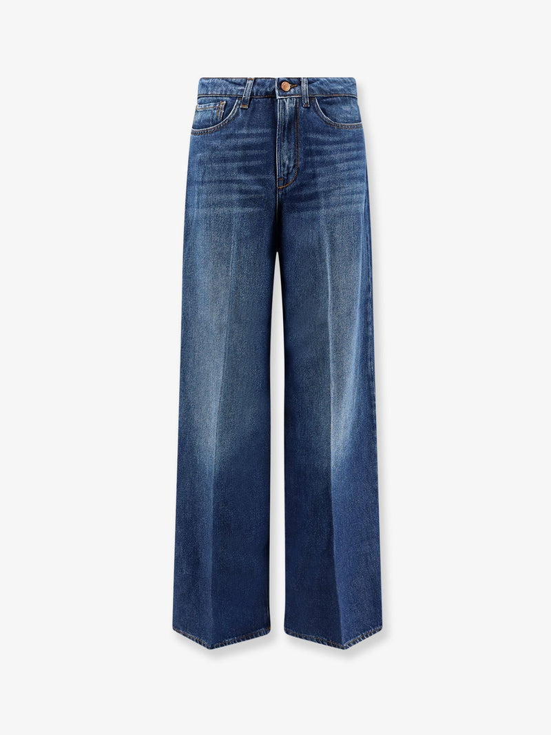 Wide-Leg Flip Jeans in Blue Denim