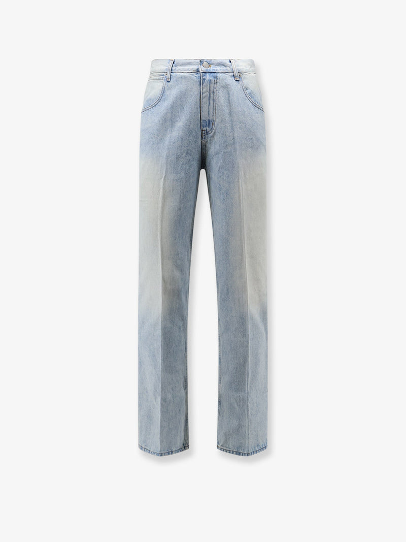 Flared-Leg Cotton Jeans Blue