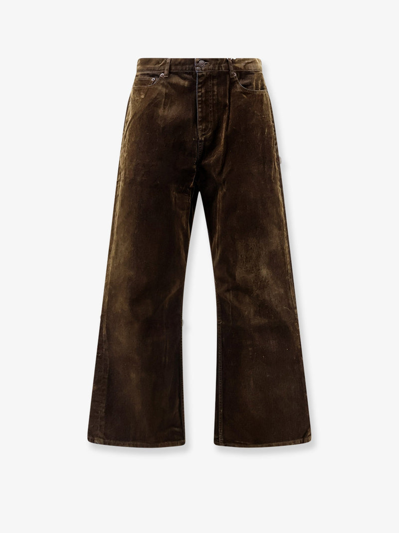 Flared Cotton Jeans Brown
