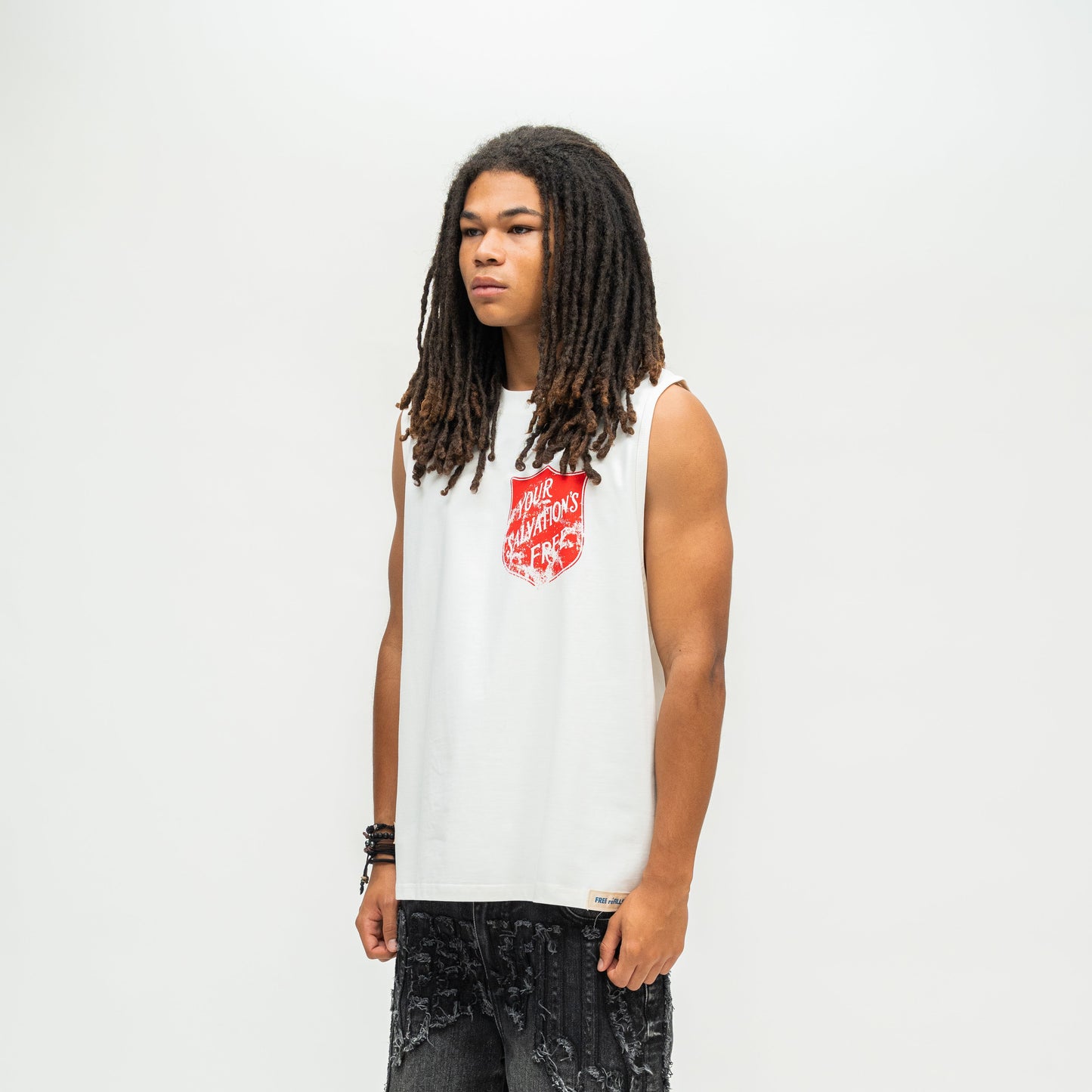 Salvation Cut-Off Tee - White