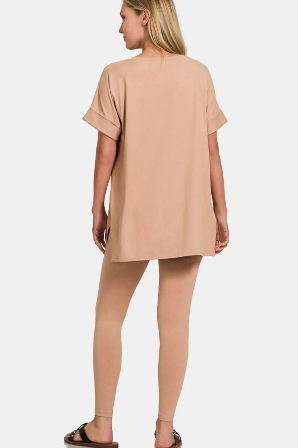 Trendsi Zenana v-neck lounge set - full size