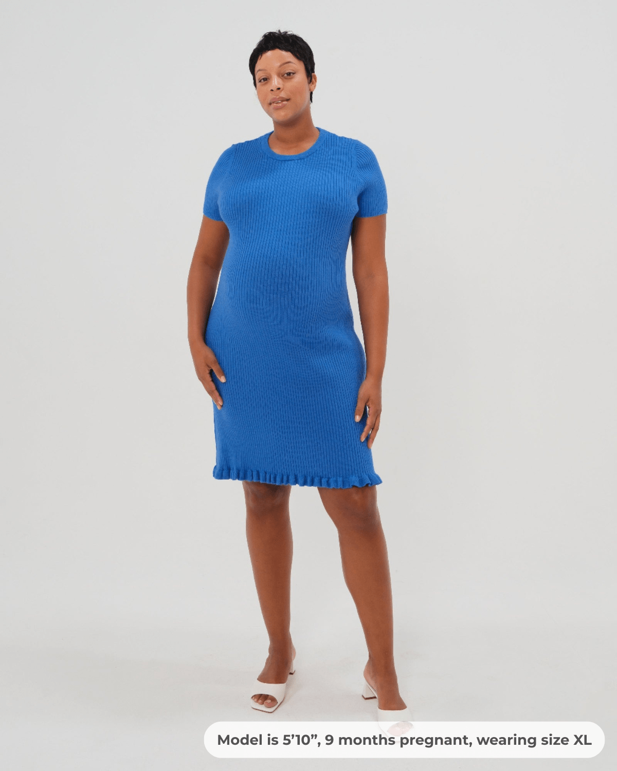 Short Sleeve Knit Maternity Dress with Playful Hem Detail