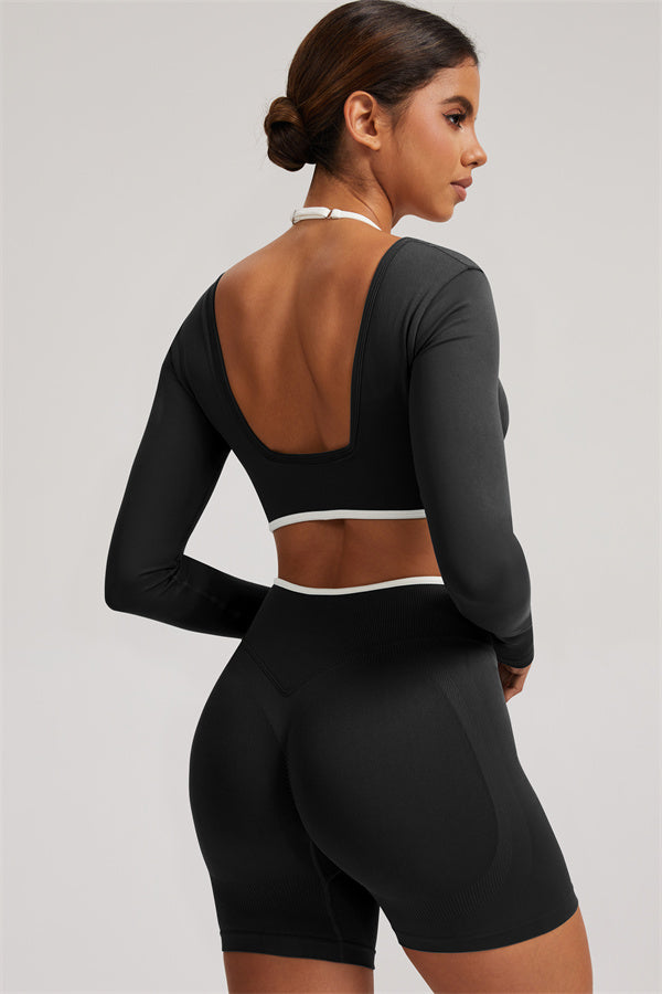 The Elevate Long Sleeve Crop top Shorts 2-Piece Set