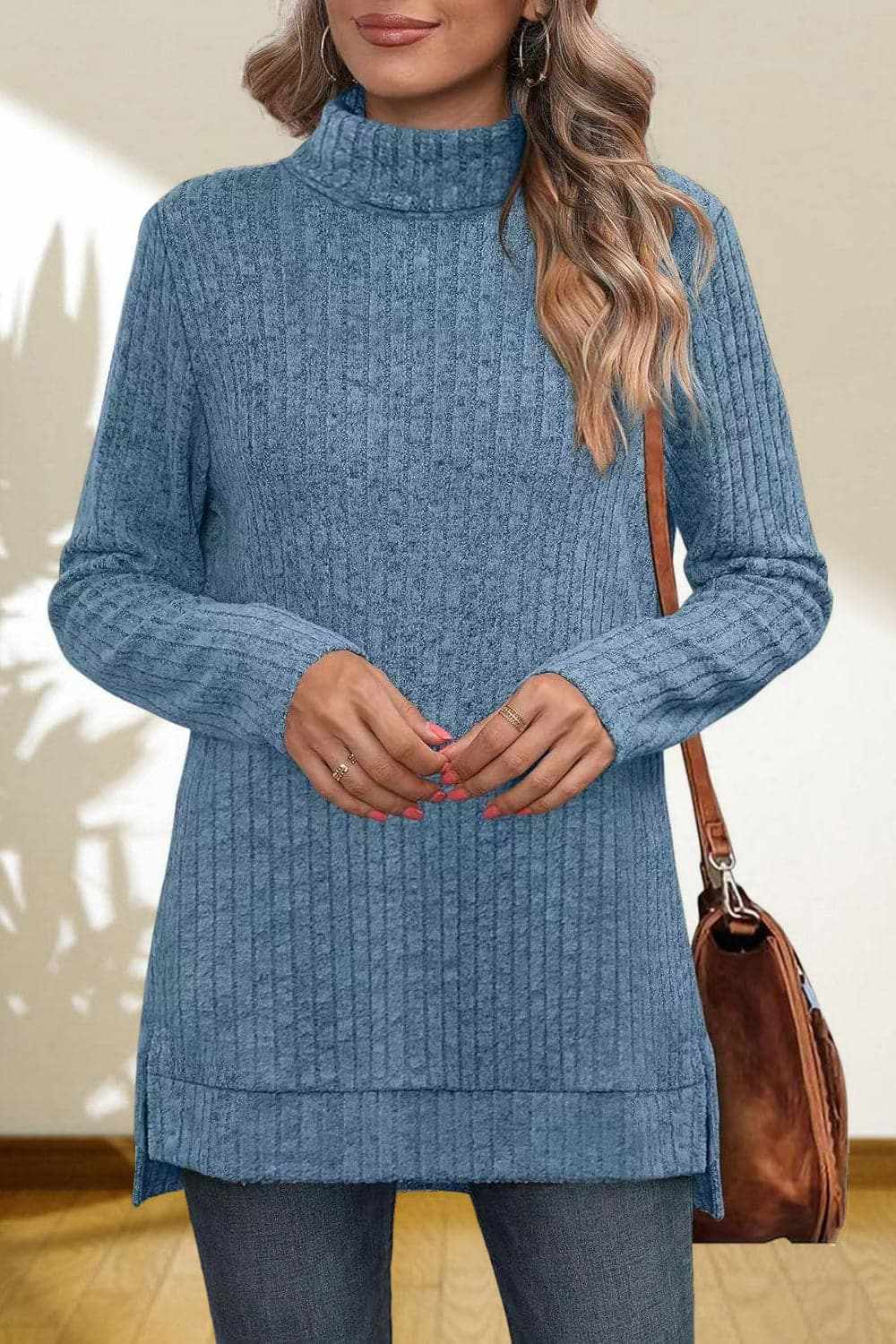 Trendsi Chic high-low turtleneck top