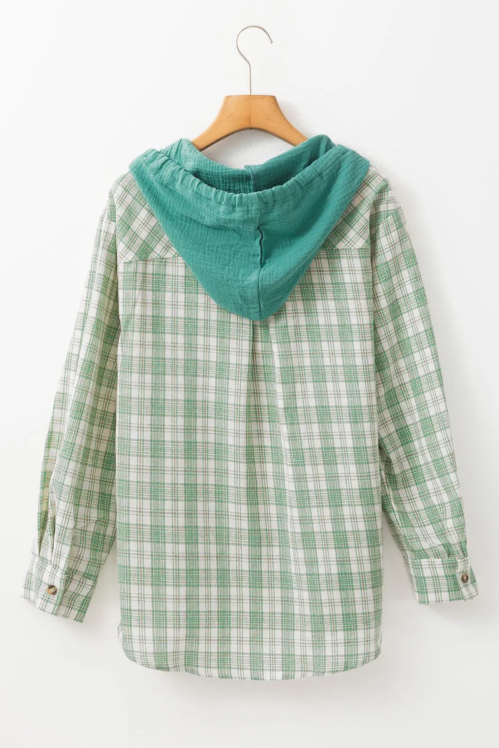 Women's Checkered Shacket - Soft & Hooded - Fall Layering Top