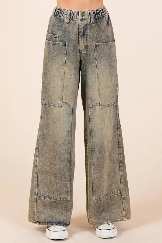 Women's Jeans - Everyday Comfort - Washed Wide Leg