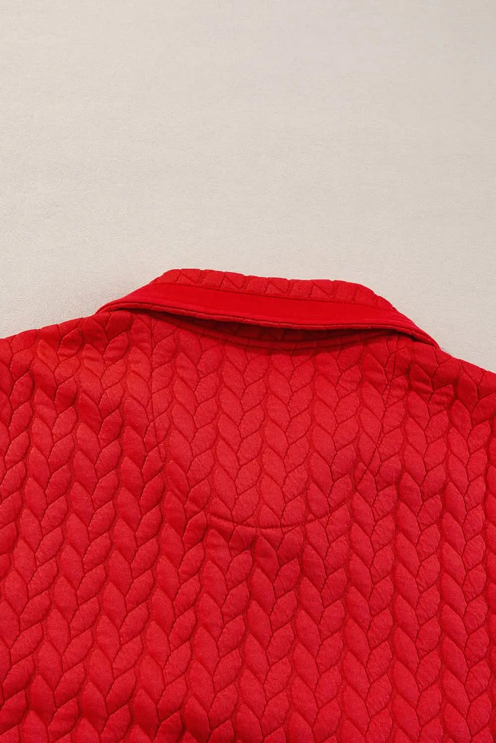 Pullover - Plus Size Tomato Red Cable Knit - Quarter Zip