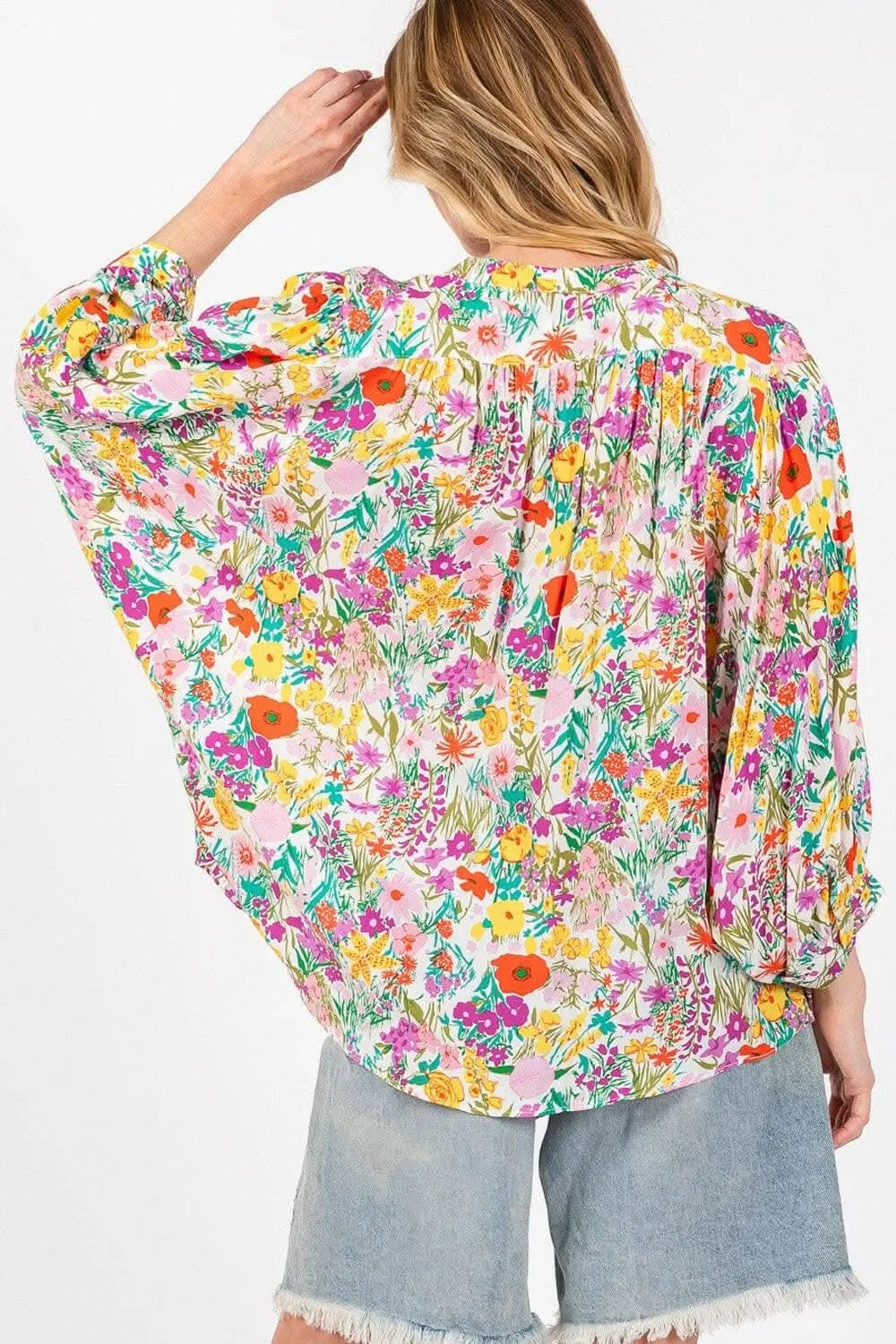 Trendsi Floral Button Down Women's Casual Shirt Lightweight Top