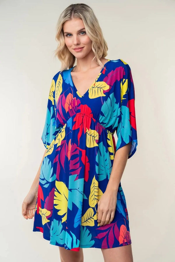 Trendsi White Birch Dress Women's Casual V-Neck Mini Dress Printed, USA Ship