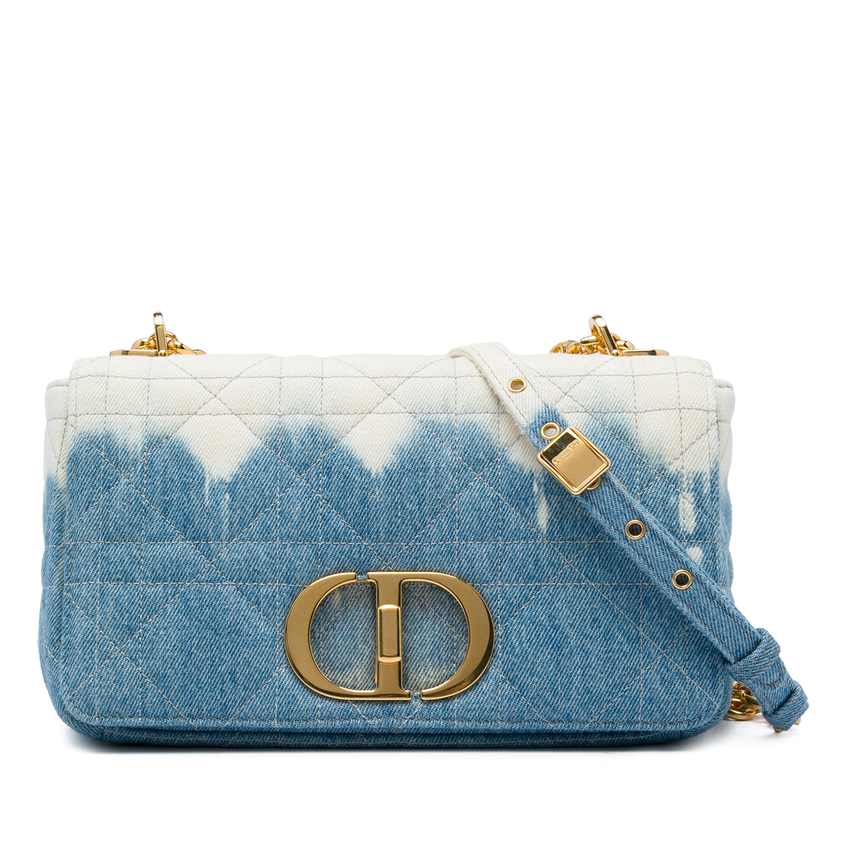 Dior Caro Macrocannage Denim Shoulder Bag