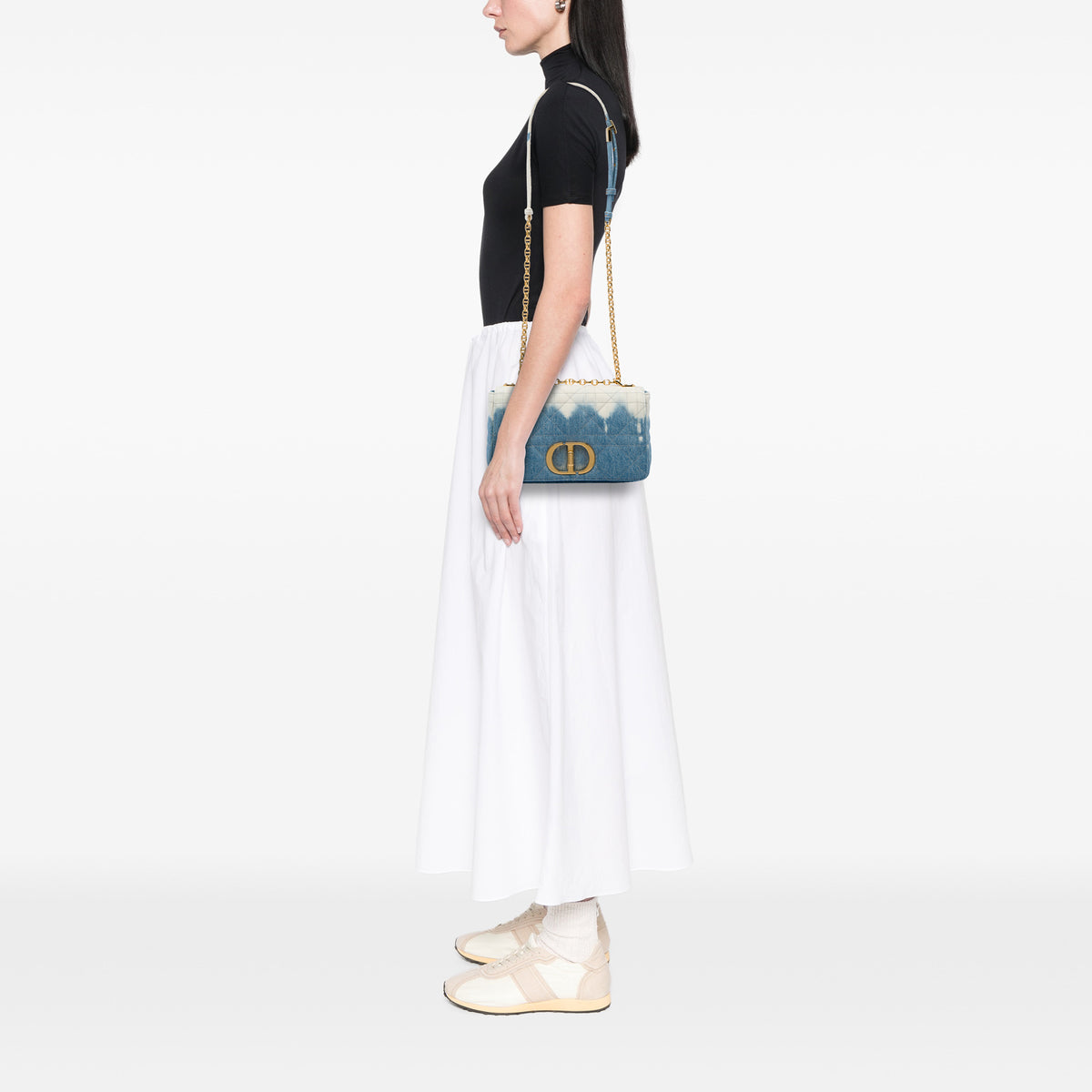 Dior Caro Macrocannage Denim Shoulder Bag, view 5