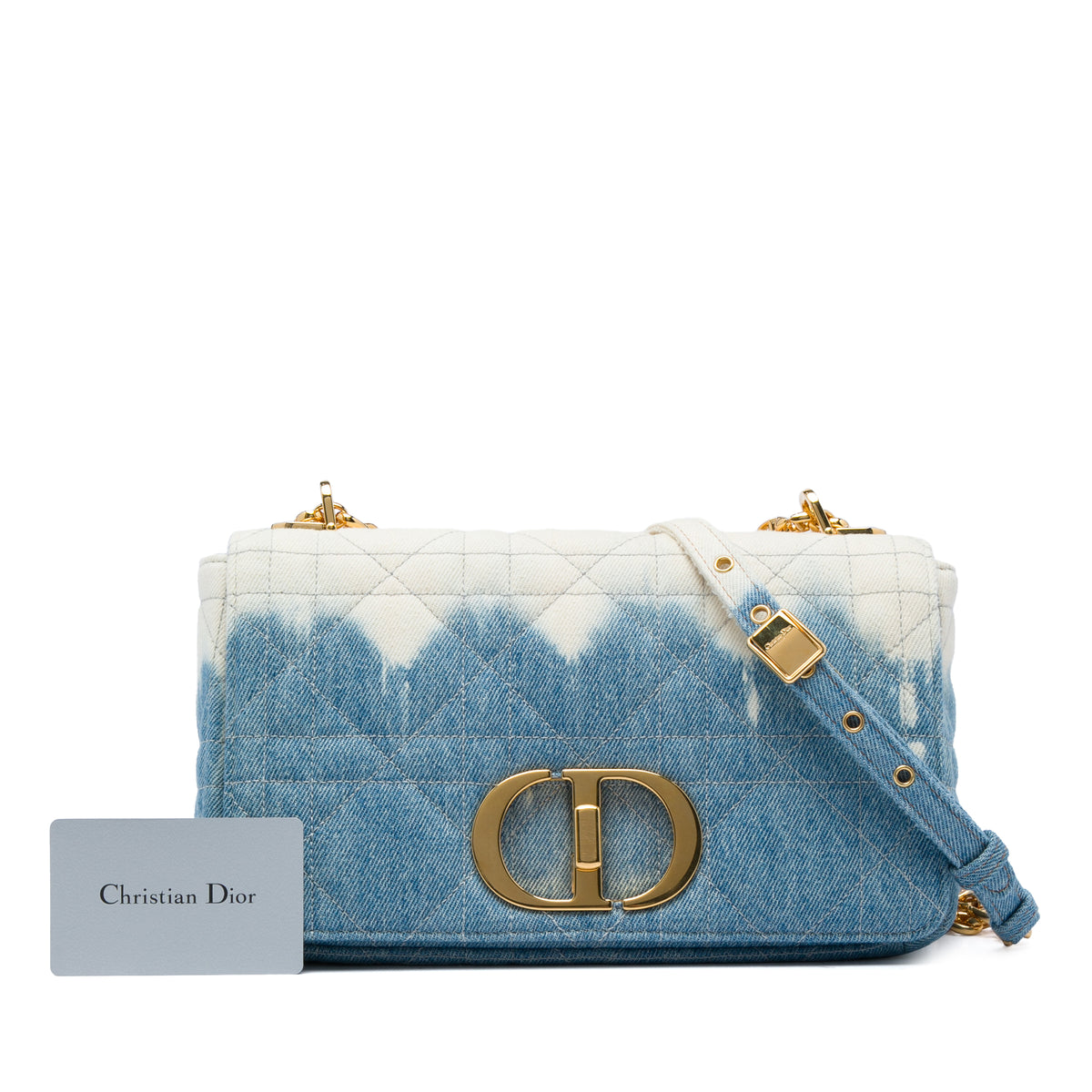 Dior Caro Macrocannage Denim Shoulder Bag, view 6