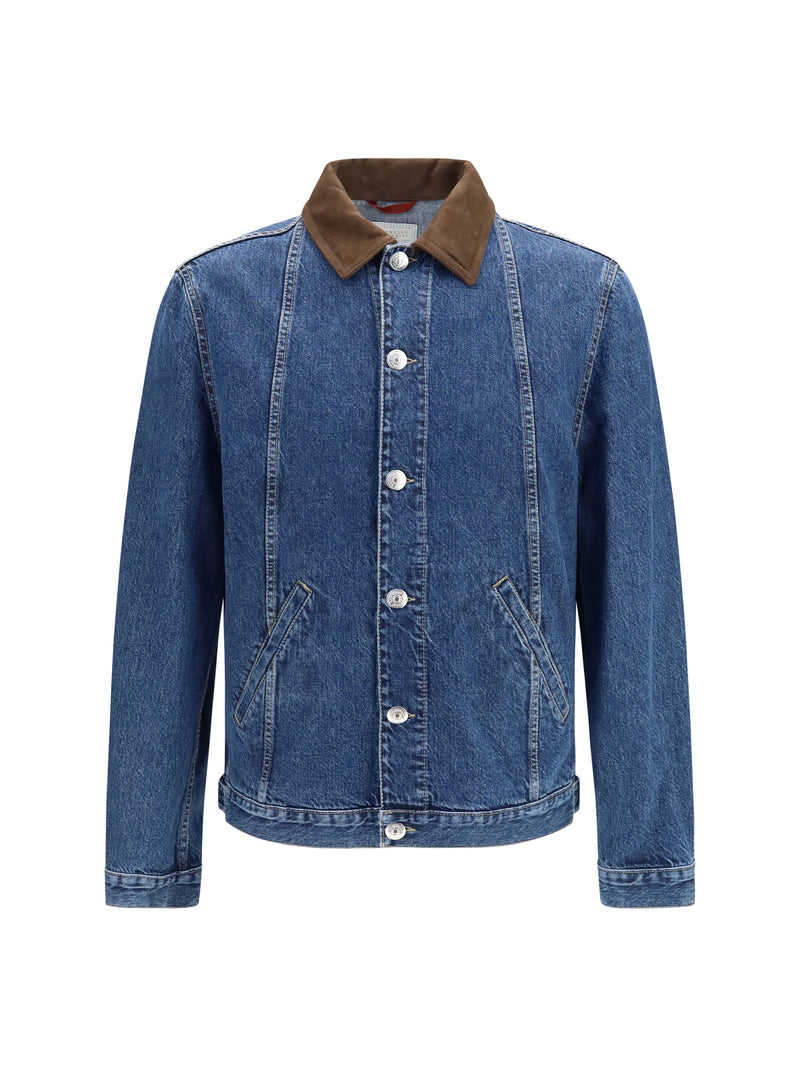Denim Jacket With Suede Collar