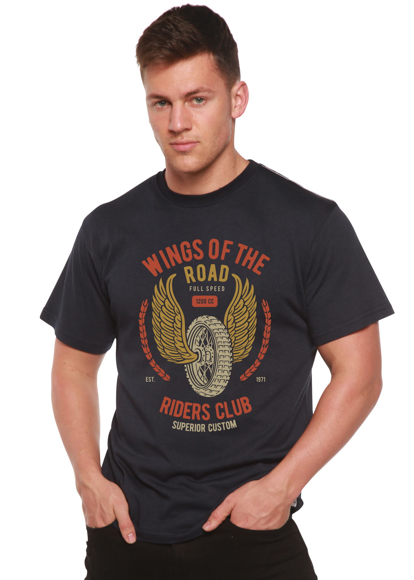 Wings Of The Road Spun Bamboo® Men's Bamboo Viscose/Organic Cotton Short Sleeve Graphic T-Shirt