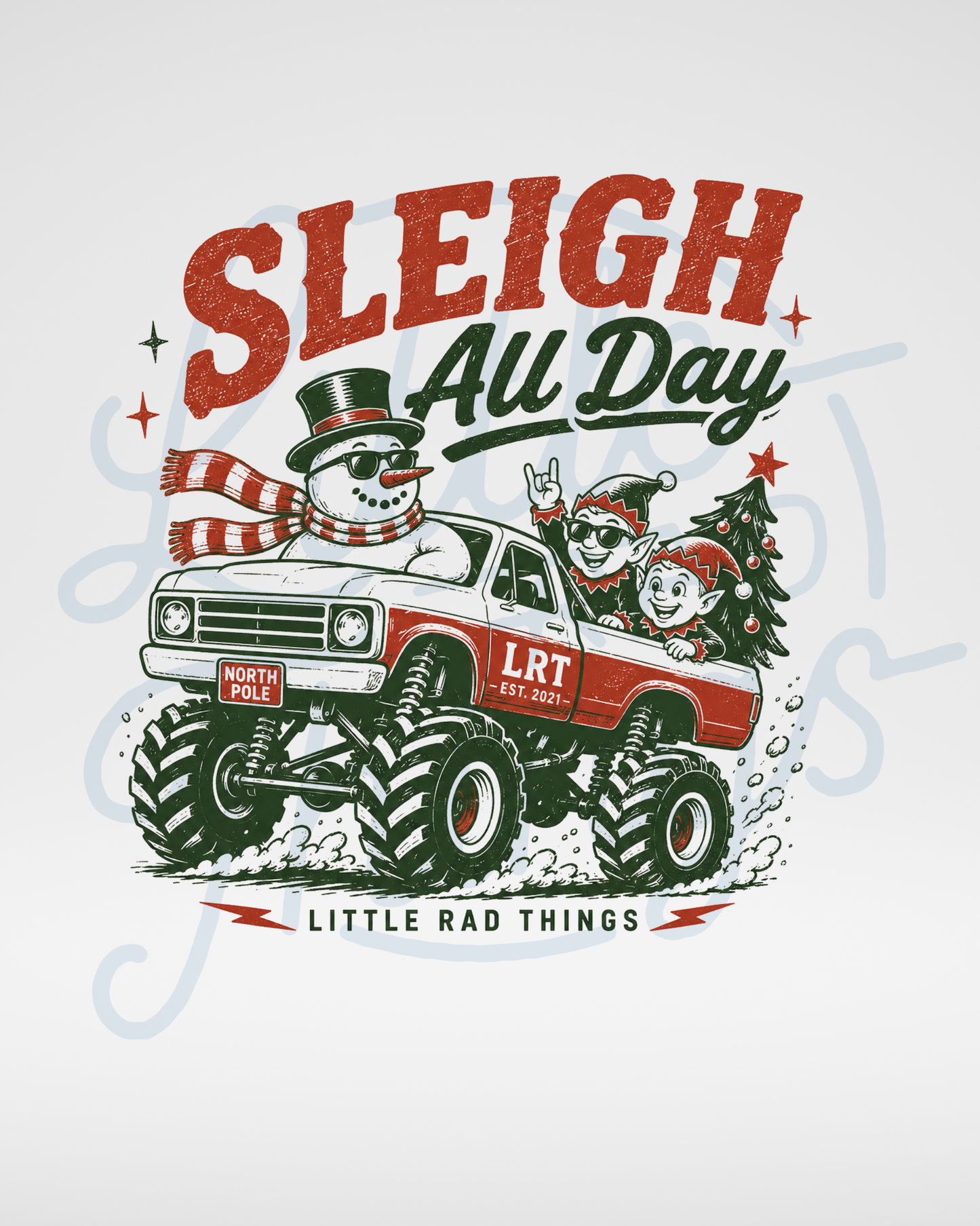 SLEIGH ALL DAY TODDLER CHRISTMAS MONSTER TRUCK TEE - BLUE