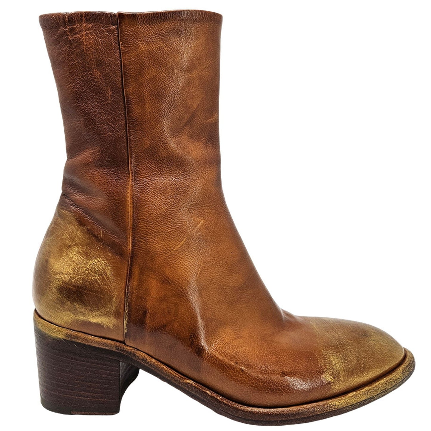 Cognac Hand Rubbed Ankle Boot