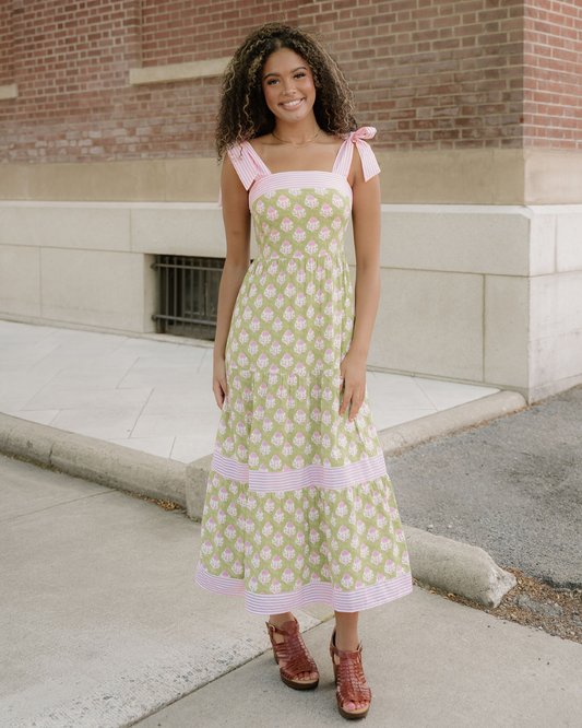 Lily Detail Knot Straps Maxi Dress - Green