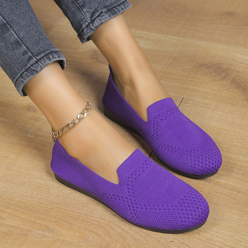 Flying Woven Slip-On Flats — European / American Style Work Shoes