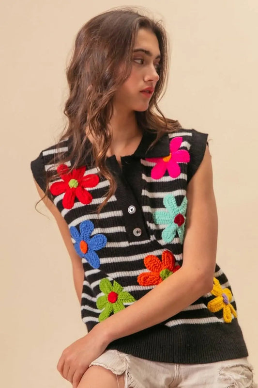 Trendsi Striped Sweater Vest Women's Layering Knit Top - Soft, USA Shipped