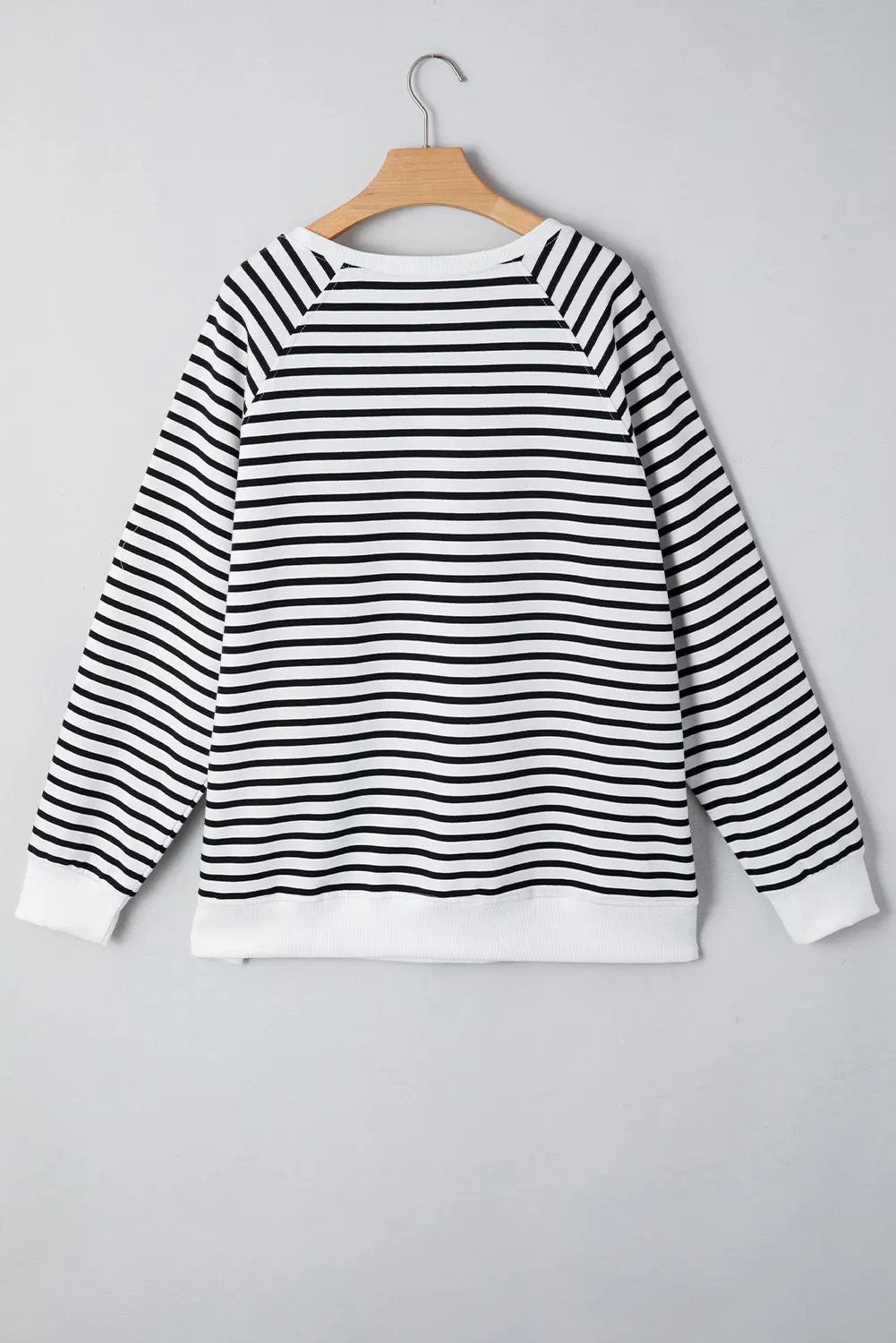 Love Salve Black Stripe Raglan Women's Casual Sweatshirt: Daily Wear + Loose Fit