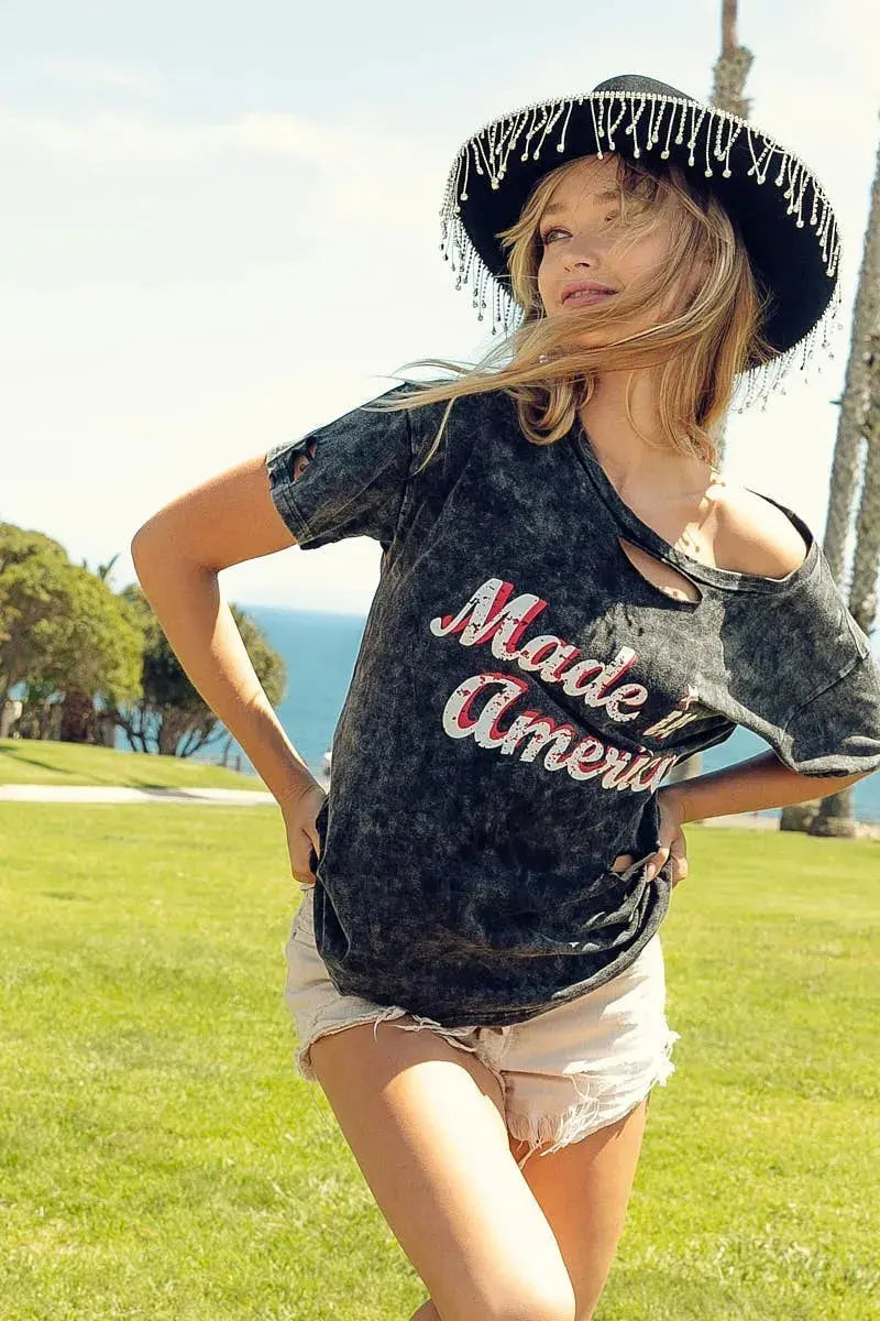 Graphic Tee - Soft Mineral Wash USA Made - America Print