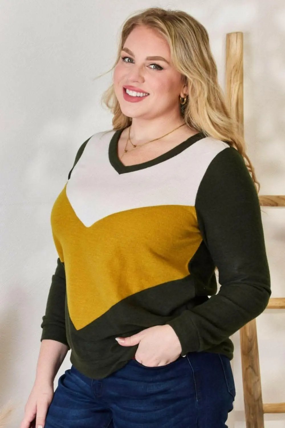 Trendsi Hailey & Co Plus Size Colorblock Blouse
