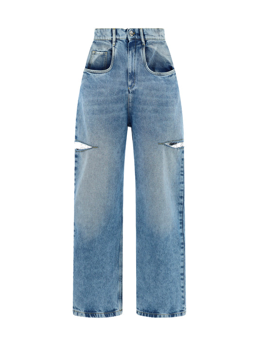 Cut-Out Jeans in Light Blue