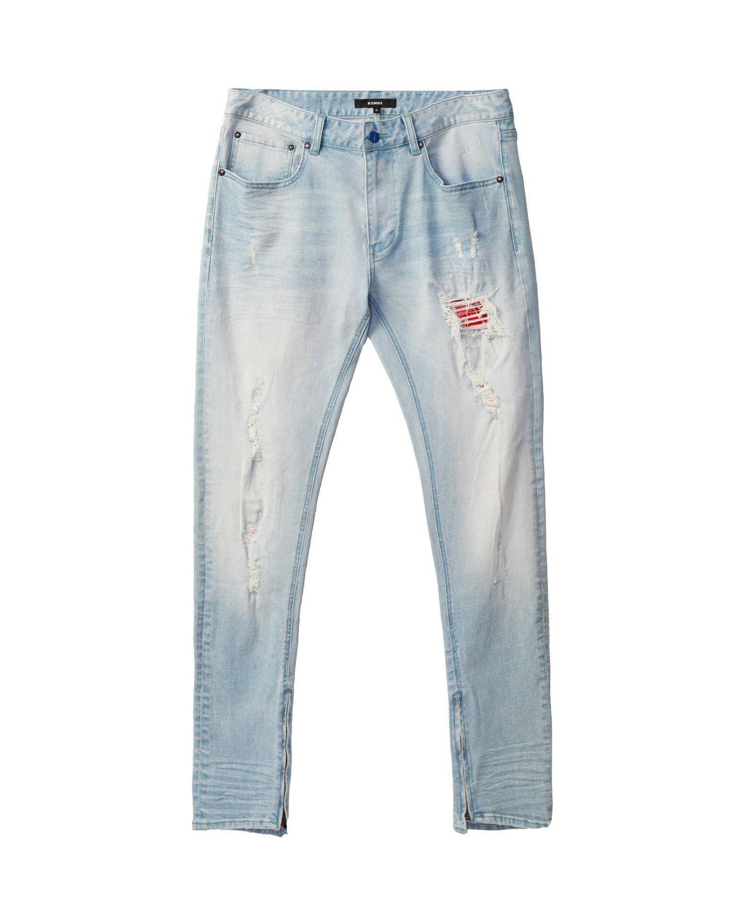 Men's Light Washed Denim With Repair Works