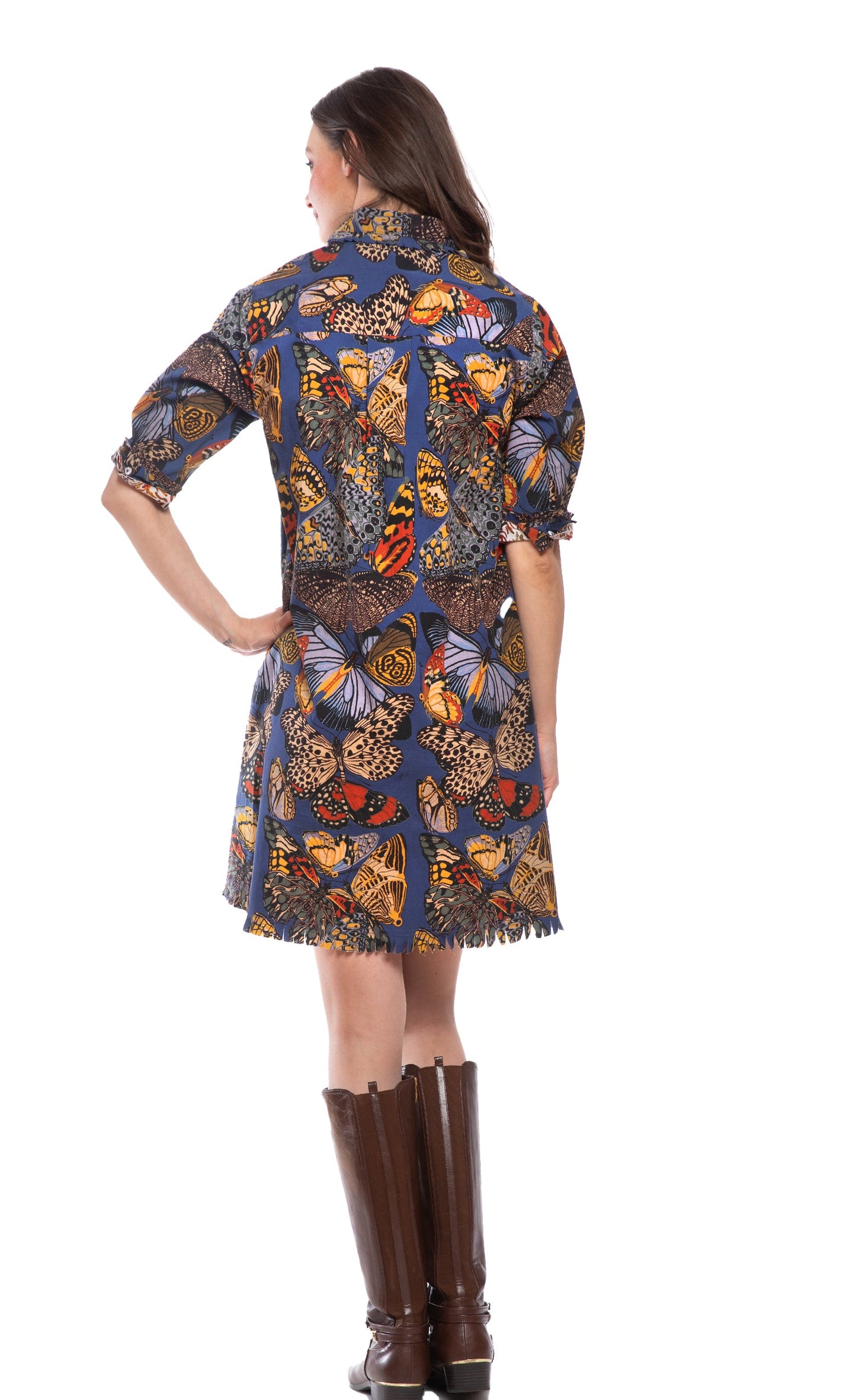 Chatham Dress Blue Butterfly Print