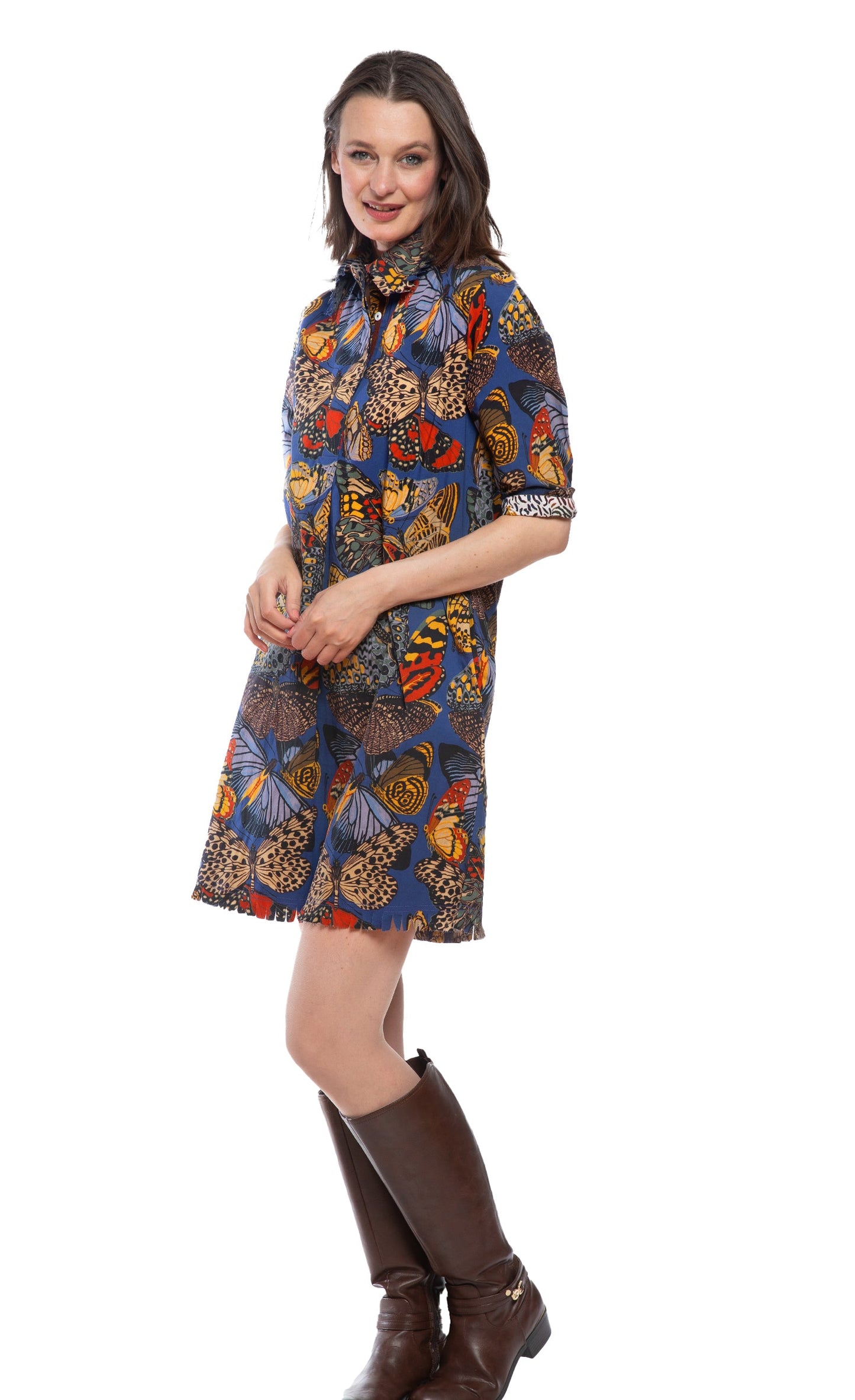 Chatham Dress Blue Butterfly Print