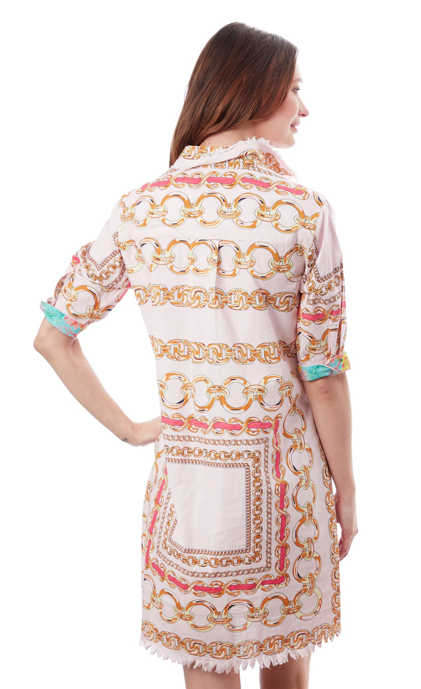 Chatham Dress Pink Links Print