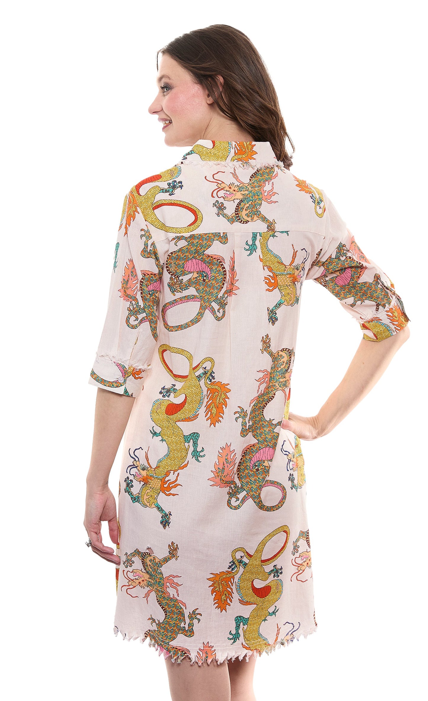 Chatham Natural Ground Dragon Print Cotton Linen