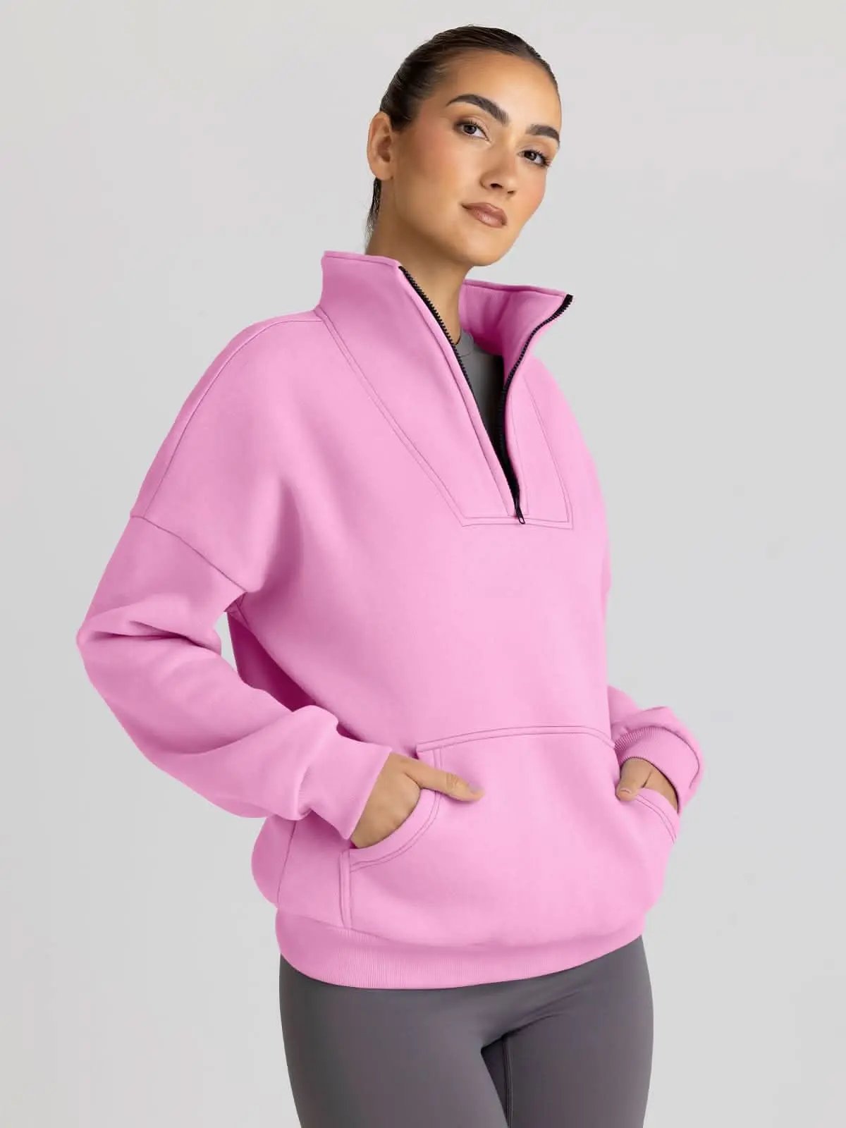 Love Salve Half Zip Sweatshirt Women's Fall/Winter Oversized Pullover - Comfy & Trendy