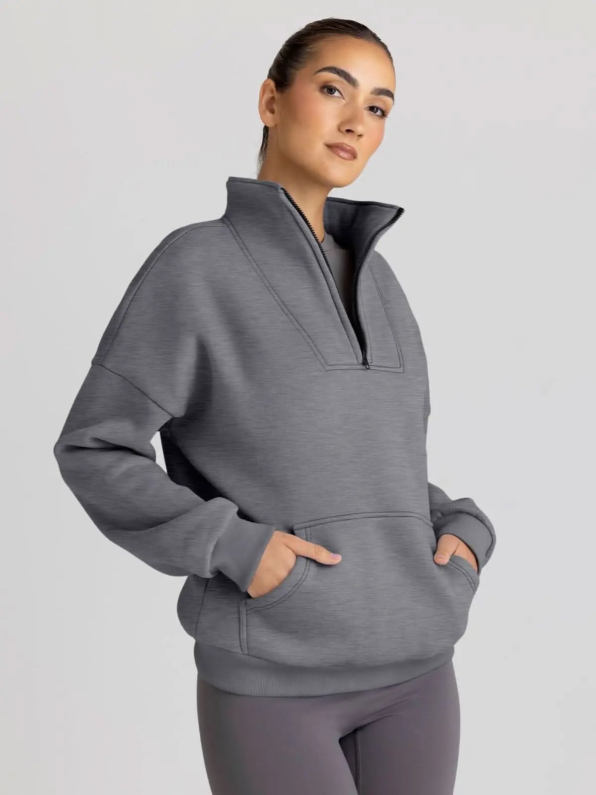 Love Salve Half Zip Sweatshirt Women's Fall/Winter Oversized Pullover - Comfy & Trendy