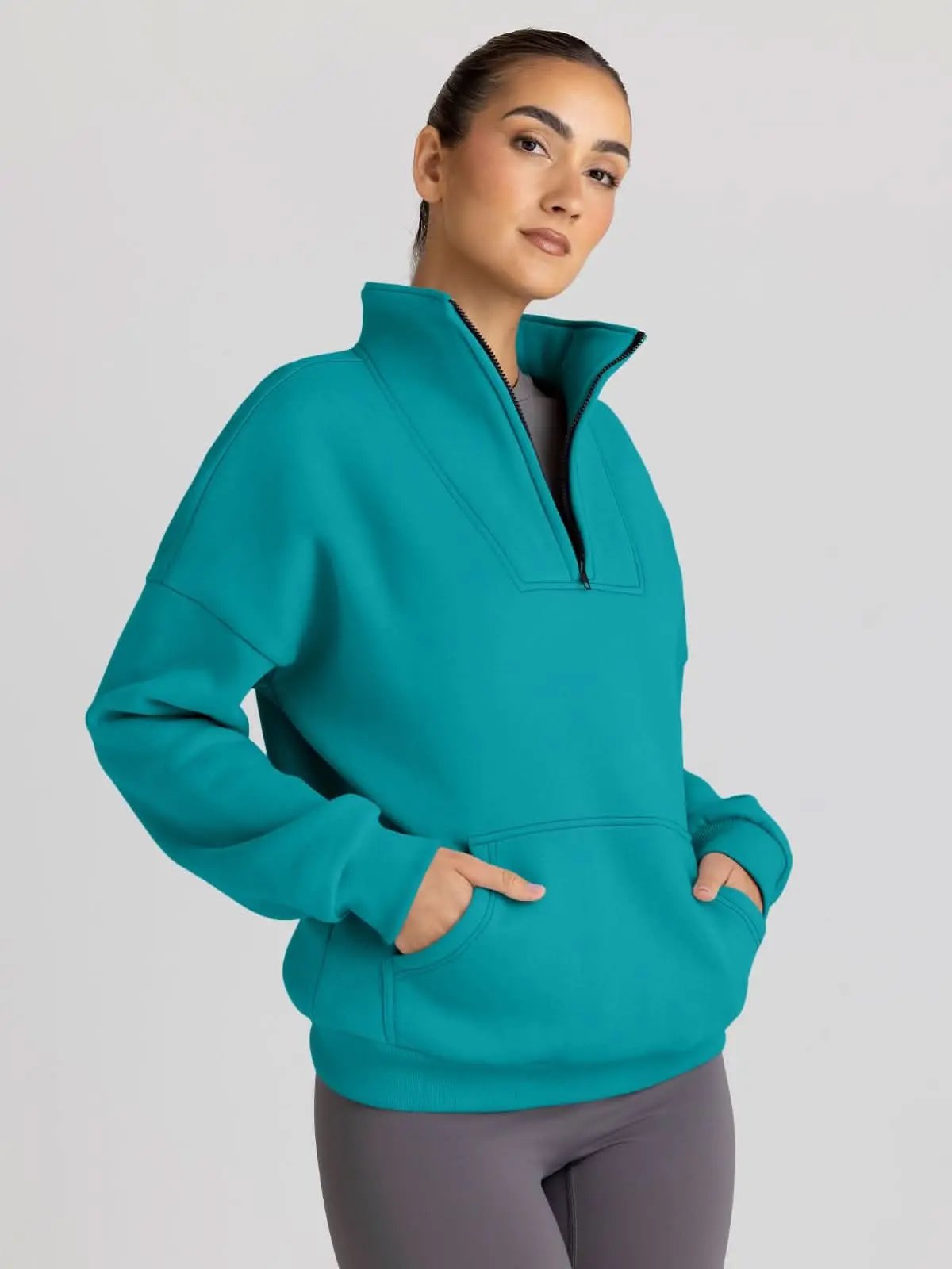 Love Salve Half Zip Sweatshirt Women's Fall/Winter Oversized Pullover - Comfy & Trendy