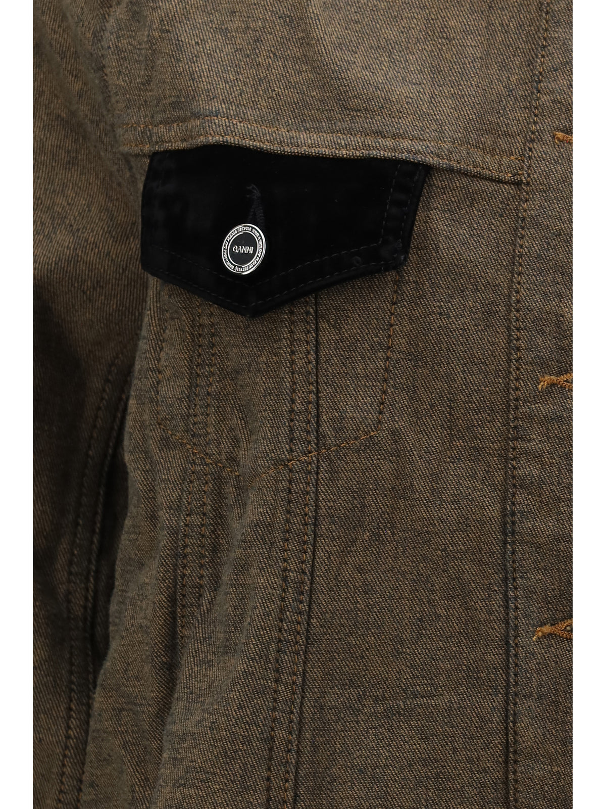 Neppy Denim Overshirt with Velvet Collar