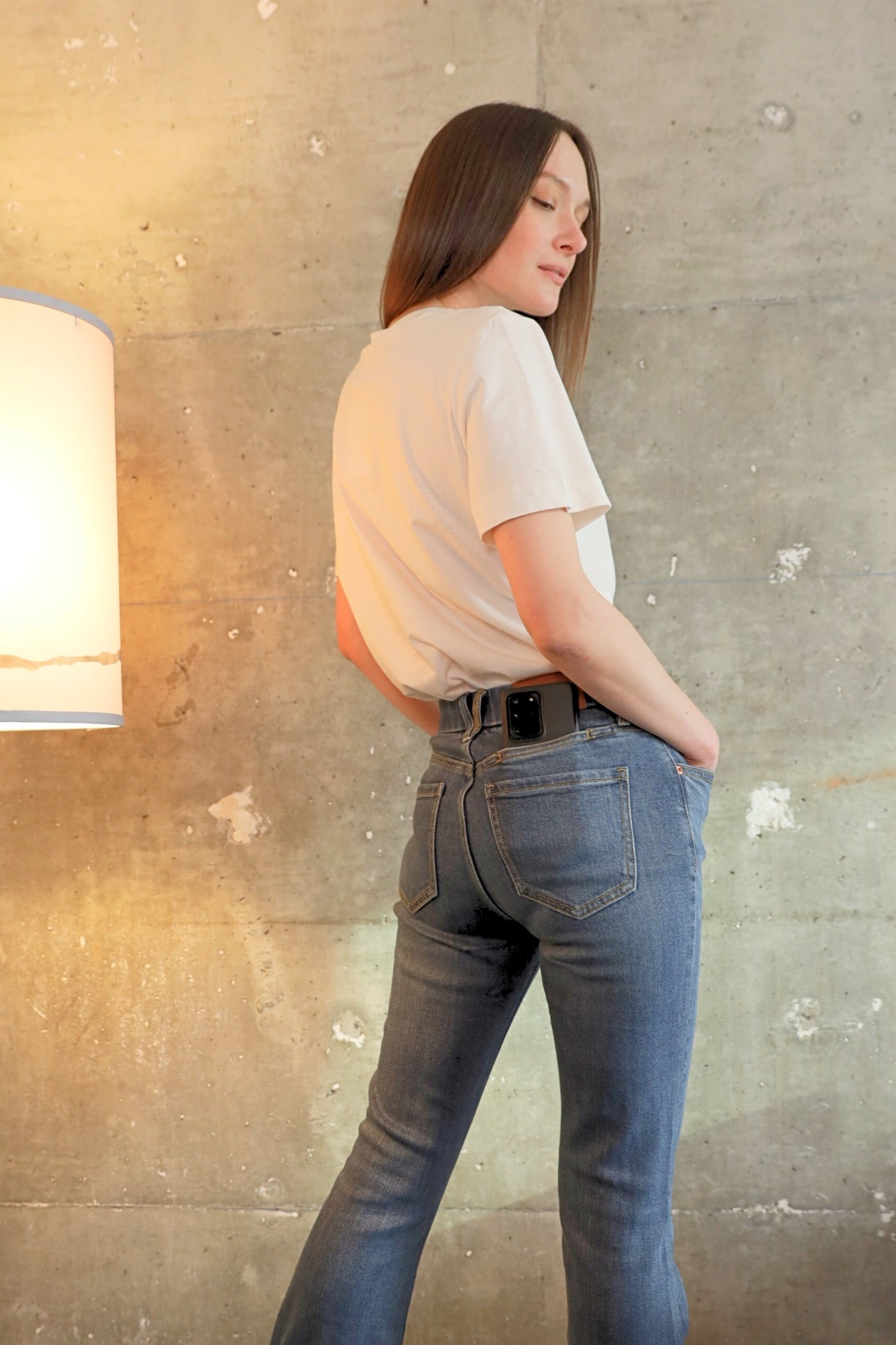 Beatrice ECO ZERO COTTON High Rise Phone Pocket Bootcut Jeans