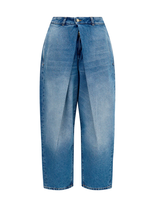 Barrel Jeans with Asymmetric Front