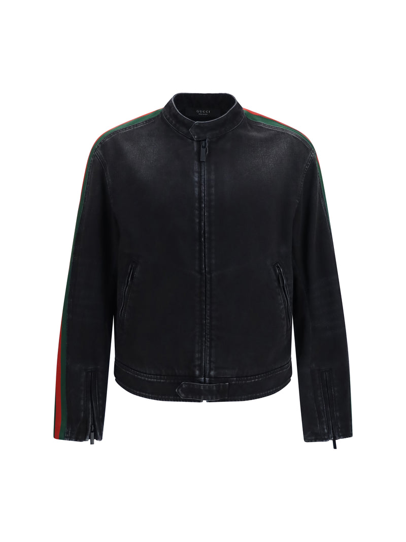 Biker Jacket Cotton Denim Black
