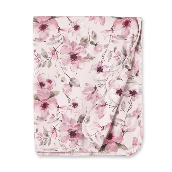 Watercolor Floral Baby Stroller Blanket - Bamboo