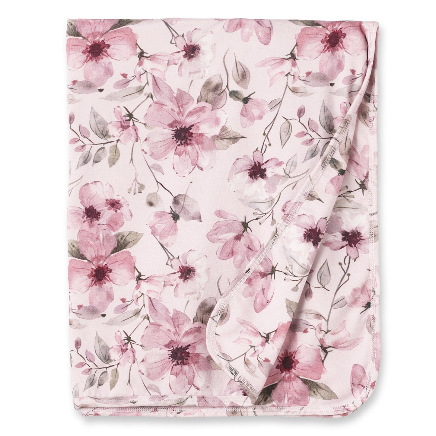 Watercolor Floral Baby Stroller Blanket - Bamboo