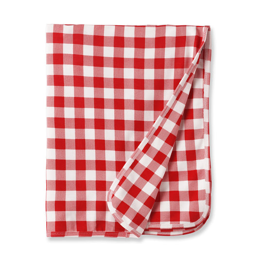 Picnic Plaid/Red Soft Bamboo Stroller Blanket for Baby