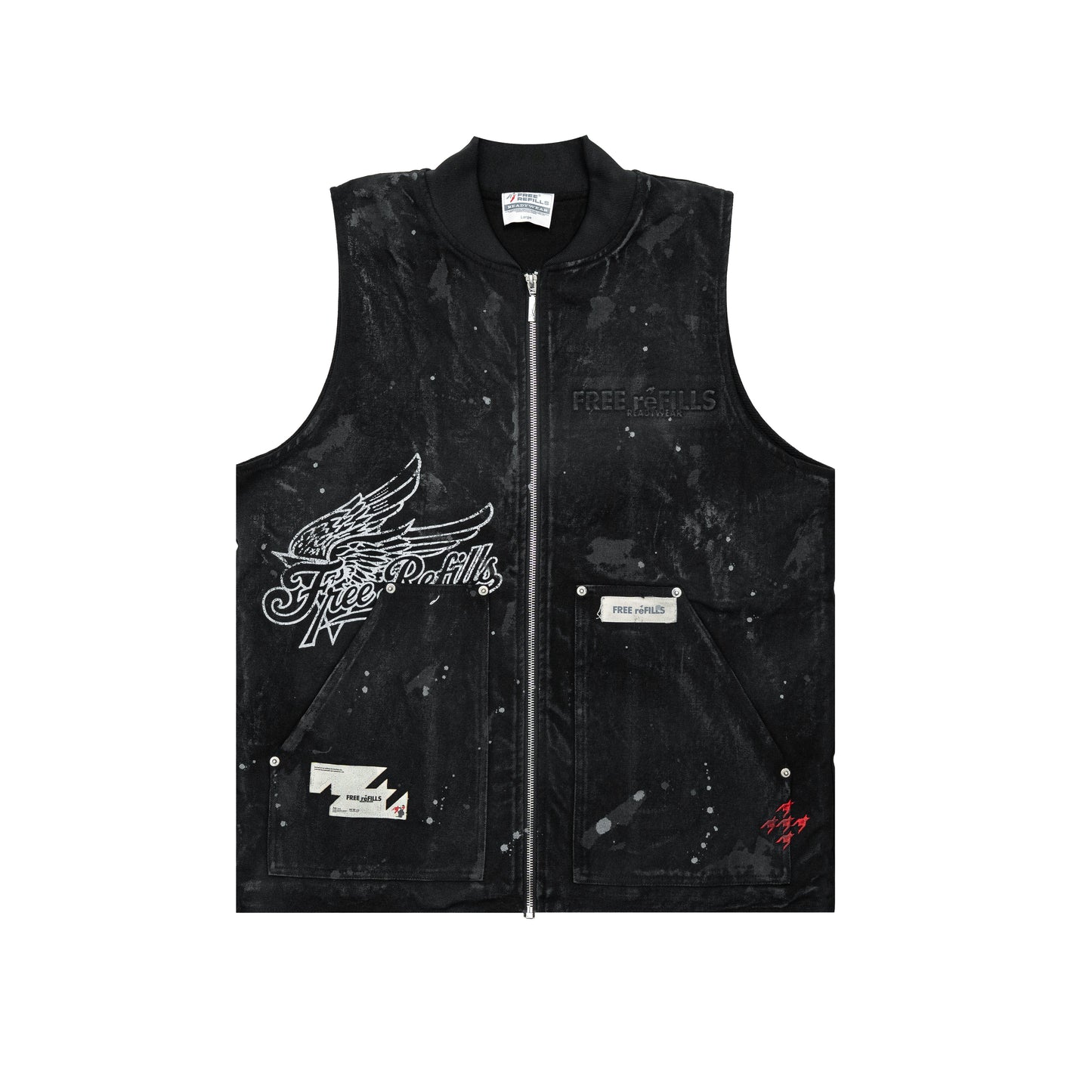 Service Grunge Vest Jacket - Black