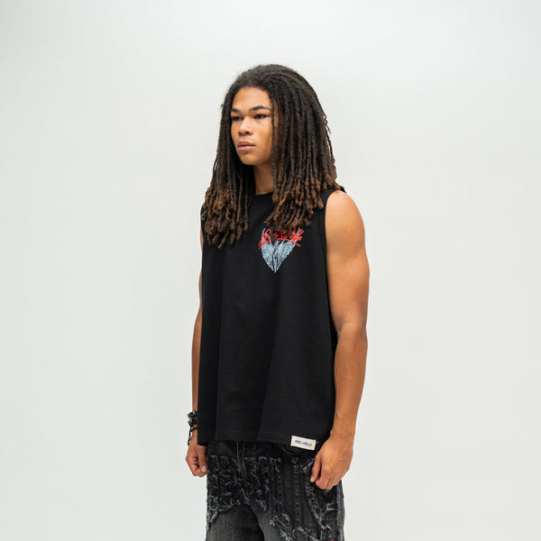 Angel Cut-Off Tee - Black